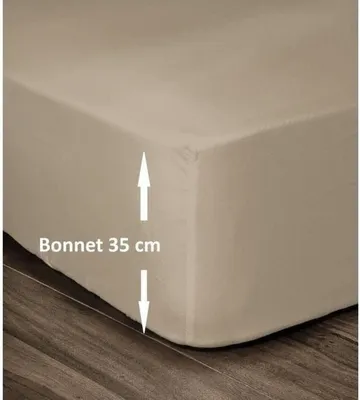 Produktbild von LOVELY HOME Spannbetttuch 100% Baumwolle 160x200cm - Mütze 35cm - Beige