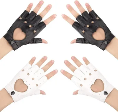 2 Paar fingerlose PU-Lederhandschuhe für Damen