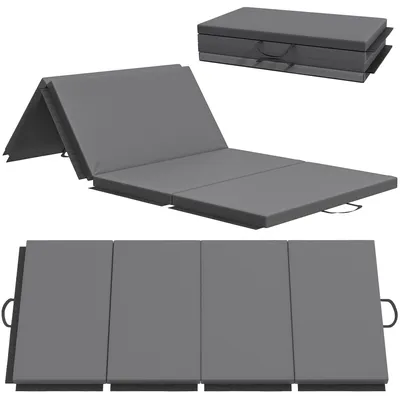 Produktbild von Trainingsmatte, Faltbare Fitnessmatte Sportmatte mit Griffen Gymnastikmatte Grau, 180 x 80 x 5 cm