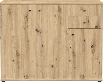 Produktbild von Sideboard >TEMPRA2< 3 Türen, 2 Schübe, Artisan Eiche Nachbildung - 108,8x85,5x34,8cm (BxHxT)