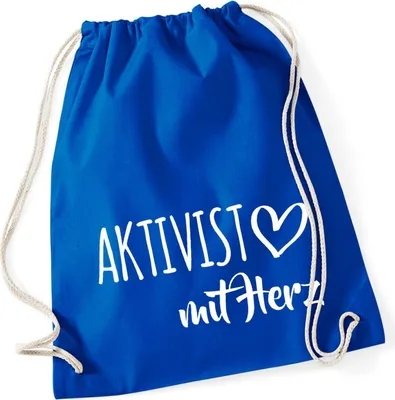 Produktbild von Huuraa Turnbeutel Aktivist mit Herz 12 Liter Bright Royal Baumwolle Rucksack Geschenkidee