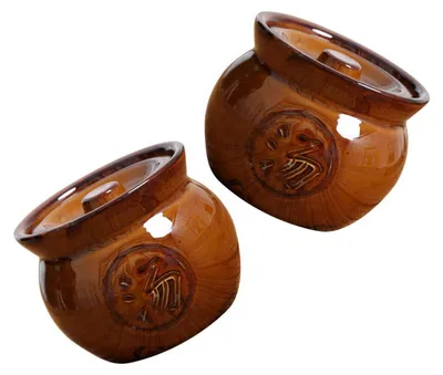 Immagine prodotto di Set da 2 pentole per zuppe in Vetroceramica con coperchio, ideali per stufati, in stile retrò