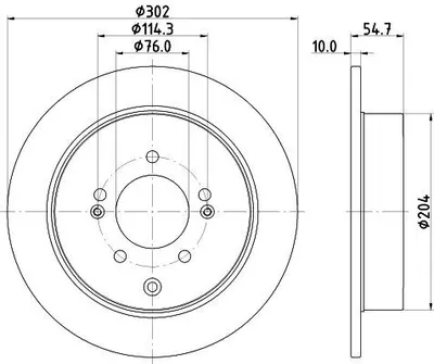 Produktbild von 2x HELLA Bremsscheibe 8DD 355 126-911 für HYUNDAI Tucson (TL TLE) 54 7mm 5 3kg