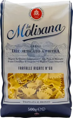 Produktbild von La Molisana Farfalle Rigate N°66 - 4x 500g - original italienische Farfalle Pasta Nudeln aus Hartweizengrieß extra geriffelte Oberfläche für Nudelgerichte mit Soßen