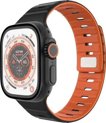 Zdjęcie produktu dla FIXED Silicone Magnetic Strap, Pasek, Smartwatch, Czarny, Apple, Apple Watch 42/44/45/46/49mm, Silikon, Stal nierdzewna