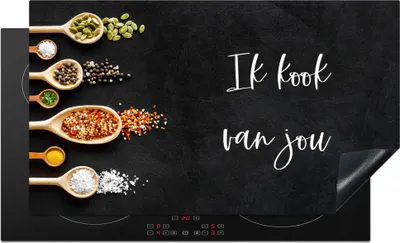 Produktbild von KitchenYeah© Herdabdeckplatte Ich koche von dir - Partner - Zitate - Gewürze , 89x51cm, Küche Deko, Glaskeramikkochfeld Herdabdeckung, Abdeckplatte fùr Kochfeld