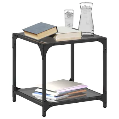Produktbild von "im Sonderangebot"Couchtisch - CLORIS - Wohnzimmertisch - Robust und langlebig - mit Glasplatte Schwarz Transparent 40x40x40 cm Stahl - NeuMöbel7226061