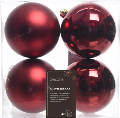 Produktbild von Weihnachtskugeln Kunststoff 10cm 4 Stück - Ochsenblut