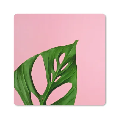 Produktbild von MuchoWow® Mauspad Mousepad Botanisches Blatt auf rosa Hintergrund 20x20 cm - Mousepads - Maus Mat - Pad - Mausunterlage - Desk Mat - Bureauartikeln