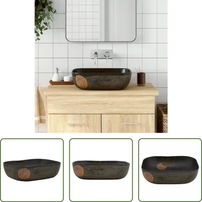 Obrázek produktu pro The Living Store Umyvadlo na desku černé obdélníkové 48x37,5x13,5 cm keramické