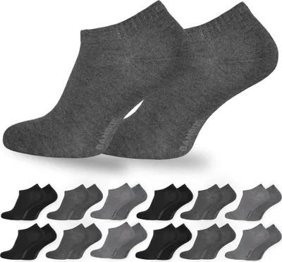 Produktbild von OCERA 12x Bambus Sneaker Socken Uni für Damen und Herren in verschiedenen Farben - Grau-Mix 35/38