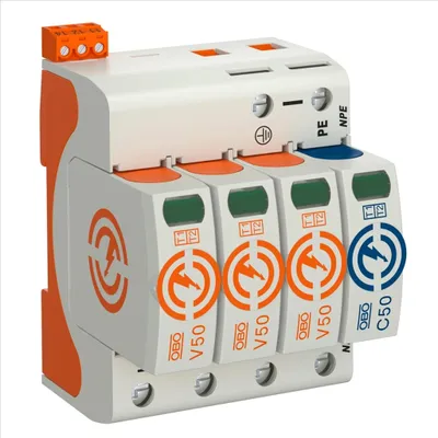 Produktbild von OBO Kombiableiter V50 Typ 1+2, 3+N/PE, 280V, 12,5kA, Fernsignalisierung, 1 Stk.