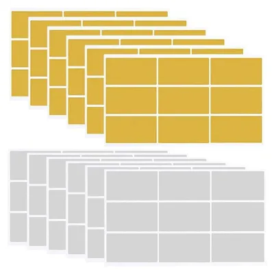 Produktbild von 200 Stück Rubbelaufkleber Rechteck Überraschungen Scratch Sticker für Rubbellos Rubbelkarten zum Selber Beschriften Party Spiele DIY Reisegutschein 23x42mm Gold Silber