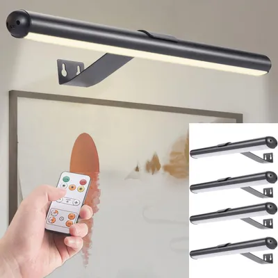 Produktbild von 4er-Set Elegante Wand- und Bildleuchte mit Fernbedienung & Touch Schalter, USB- & Akkubetrieb, dimmbar: Eine flexible LED-Lampe für Kunst & Ambiente