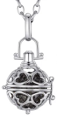Produktbild von Morella® Damen Halskette Edelstahl 70 cm mit Herz-Kugel Anhänger und Klangkugel grau Ø 16 mm in Schmuckbeutel