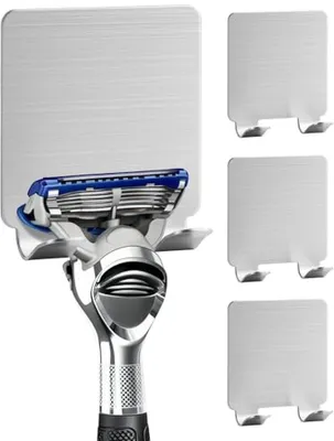 Productafbeelding van PromoHome® 4 zelfklevende haken van roestvrij staal – scheerapparaathouder, draagvermogen tot 4 kg – waterdicht