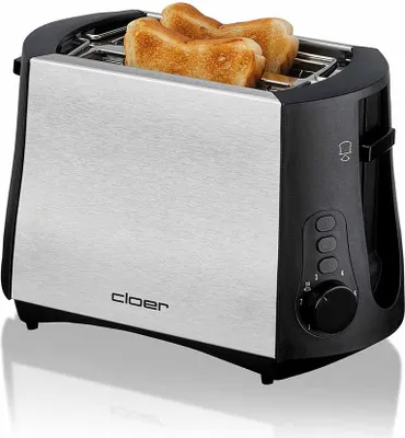 Produktbild von Cloer 3419 Toaster für 2 Toastscheiben, 825 W, integrierter Brötchenaufsatz, Nachhebevorrichtung, Krümelschublade, wärmeisoliertes Edelstahlgehäuse,