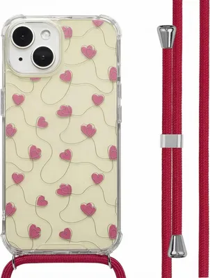 Produktbild von imoshion Design Hülle mit Band iPhone 15 - Dusty Rose Connected Hearts