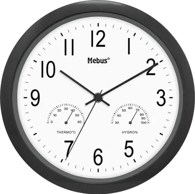 Produktbild von MEBUS Quarz Wanduhr Ø26 cm schwarz 407282 4007218564641