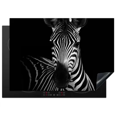 Produktbild von KitchenYeah© Herdabdeckplatte Zebra - Schwarz - Weiß - Tiere , 75x52cm, Küche Deko, Glaskeramikkochfeld Herdabdeckung, Abdeckplatte fùr Kochfeld