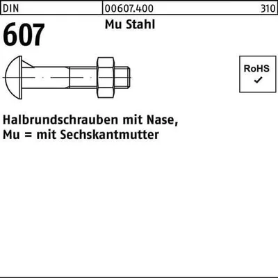 Produktbild von Reyher  Halbrundschrauben DIN 607 Mu St. M 8 x 35 (200 Stück)