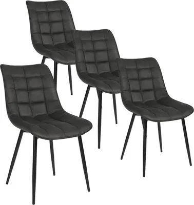 Produktbild von WOLTU Esszimmerstühle 4er-Set Küchenstuhl Polsterstuhl mit Rückenlehne, aus Stoffbezug, Metallbeine, Anthrazit