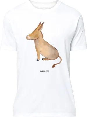 Produktbild von Mr. & Mrs. Panda Größe L T-Shirt Esel - Weiß - Geschenk, Positive Gedanken, Lustige Sprüche, Weisheit, Lebensmut, Shirt, mit Spruch, Ziel, Mut, Tshirt