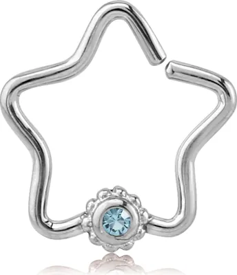 Produktbild von viva-adorno Knorpel Piercing Stern Kristall Ohrpiercing Helix Cartilage Tragus 316L Chirurgenstahl verschiedene Farben Z490,Stern 1x silber / aqua