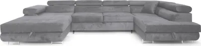 Produktbild von Sofiland Aller U-Form Wohnlandschaft XXL Schlaffunktion 2 Bettkästen Hellgrau Rechts