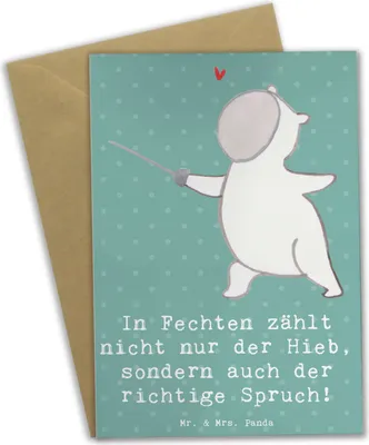 Produktbild von Mr. & Mrs. Panda babykarte Fechten Spruch - Meeresbrise - Geschenk, Sportler Geschenke, weihnachtskarten, glückwunschkarten, hochzeitskarten, Grußkarten, Humor, Sport