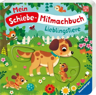 Obrázok produktu pre Ravensburger Buch Pappbilderbuch Mitmachen Mein Schiebe Mitmachbuch Lieblingstiere 42024