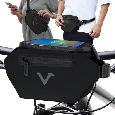 Image de Sacoche de guidon Valkental® 3-en-1 ValkCity pour vélo, imperméable - 4 L - noir intégral