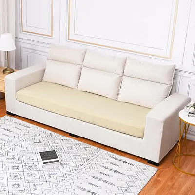 Produktbild von Sofabezug Samt Stretch Kissenbezug Sitzkissenbezug Sofakissen Sofasitzbezug Möbelschutz Sofa Überzug, Beige, 3 Sitzer(170-188cm)
