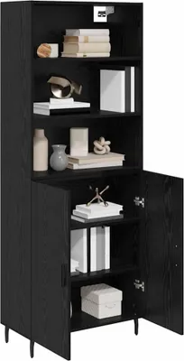 Image de vidaXL Highboard noir imitation chêne 69,5 x 34 x 180 cm