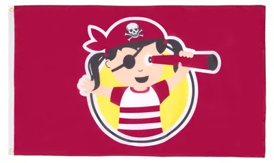 Flagge Piratenmädchen 90x60 cm, Polyester 100D, mit 2 Ringen
