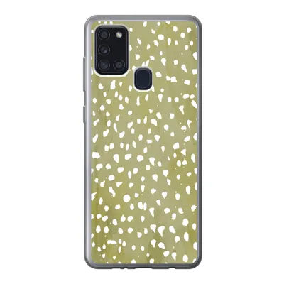 Produktbild von MuchoWow® Handyhülle Schutzhülle Hülle für Samsung Galaxy A21s Polka dots - Weiß - Grün Silikon Softcase Handy Hülle - Hartschale