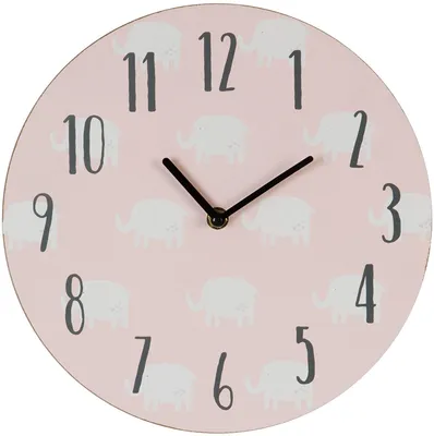 Produktbild von Petit Cheri Wanduhr "Elefanten" rosa - Durchmesser 26 cm