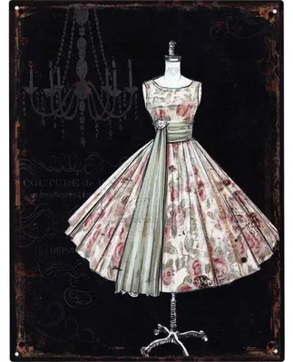 Zdjęcie produktu dla Tabliczka blaszana z motywem kwiatowym, 25 x 33 cm Tabliczka ścienna w stylu retro vintage