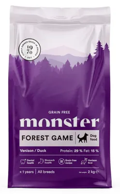 Zdjęcie produktu dla Monster Dog Grain Free Forest Game 2kg Bezzbożowa Sucha Karma Dla Dorosłych Psów z Dziczyzną i Kaczką