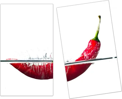 Produktbild von Spritzschutz Herdabdeckplatte Schneidebrett aus Glas Chilischote auf Wasser 2-Teilig (60x52cm)