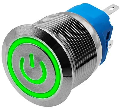 Produktbild von ProRide Metall-Impulsschalter 22 mm, 12/24 V, grüne LED, spritzwasserg.