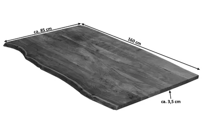 Produktbild von Tischplatte Baumkante massiv Akazie nussbaum 160 x 85 ZUERICH