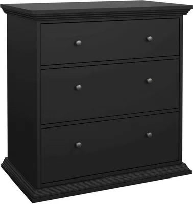 Image de Domeng - Commode, 86x52x88h cm Noir, 3 Tiroirs