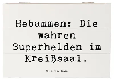 Produktbild von Mr. & Mrs. Panda holzkästchen Spruch Hebamme Superhelden 22 x 15 cm - Weiß - Geschenk, Berufe, Geschenkbox, Schatzkiste, Beruf, Geburtshaus, Berufsleben, Geborgenheit
