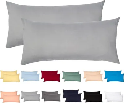 Produktbild von Jersey Kissenbezug 2er Set 40x80 cm 100% Baumwolle Grau