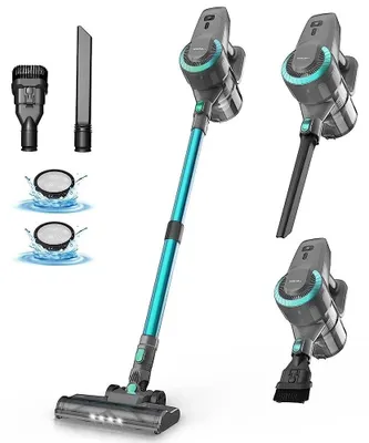 Obrázek produktu pro Bezdrátový akumulátorový vysavač N300 – tyčový a ruční vysavač – výkon 175 W – výdrž 40 minut – filtr HEPA – zástrčka EU – žlutý