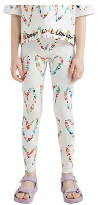 Zdjęcie produktu dla Legginsy dziewczęce Desigual Amore, białe, z nadrukiem, rozmiar 98