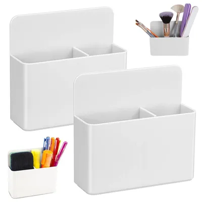 Produktbild von Set aus 2 magnetischen Whiteboard-Markerhaltern, Markerhalter mit 3 Fächern und magnetischer Rückseite, Organizer für Whiteboard-Marker, für Kühlschrank, Spind, Whiteboard und andere magnetische Oberflächen.