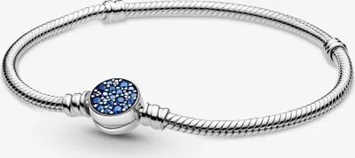 Image de Pandora Moments Bracelet à maillons serpent avec fermeture de disque bleu étincelant 599288C01 Bracelet pour femme, circonférence du bracelet:16cm