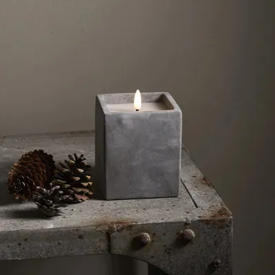 Zdjęcie produktu dla Świeca Led woskowa FLAMME CEM cementowa obudowa 11,5cm